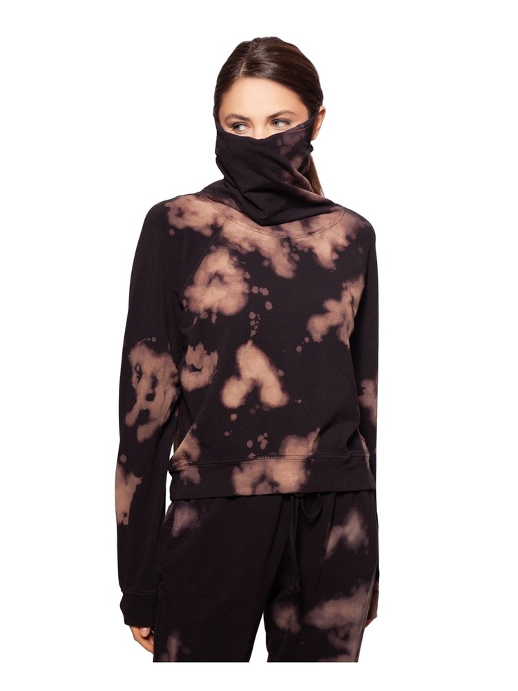 BAM BY BETSY & ADAM Womens Black Relaxed Fit Built-in Mask Long Sleeve Top S
