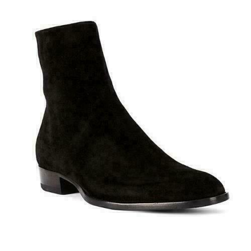 Mens Real Suede Chelsea Ankle Boots Business Zipper Pointed Toe Formal Shoes New