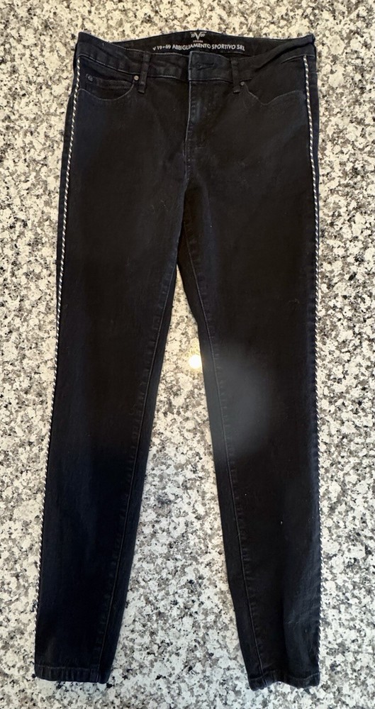 Versace 19-69 Abbigliamento Sportivo Srl Italia Side Rope Black Jeans Size 28/6