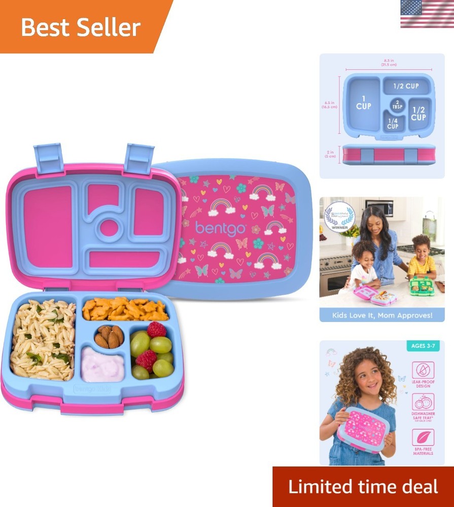 Leak-Proof 5-Compartment Bento Lunch Box for Kids - Ideal Portion Control