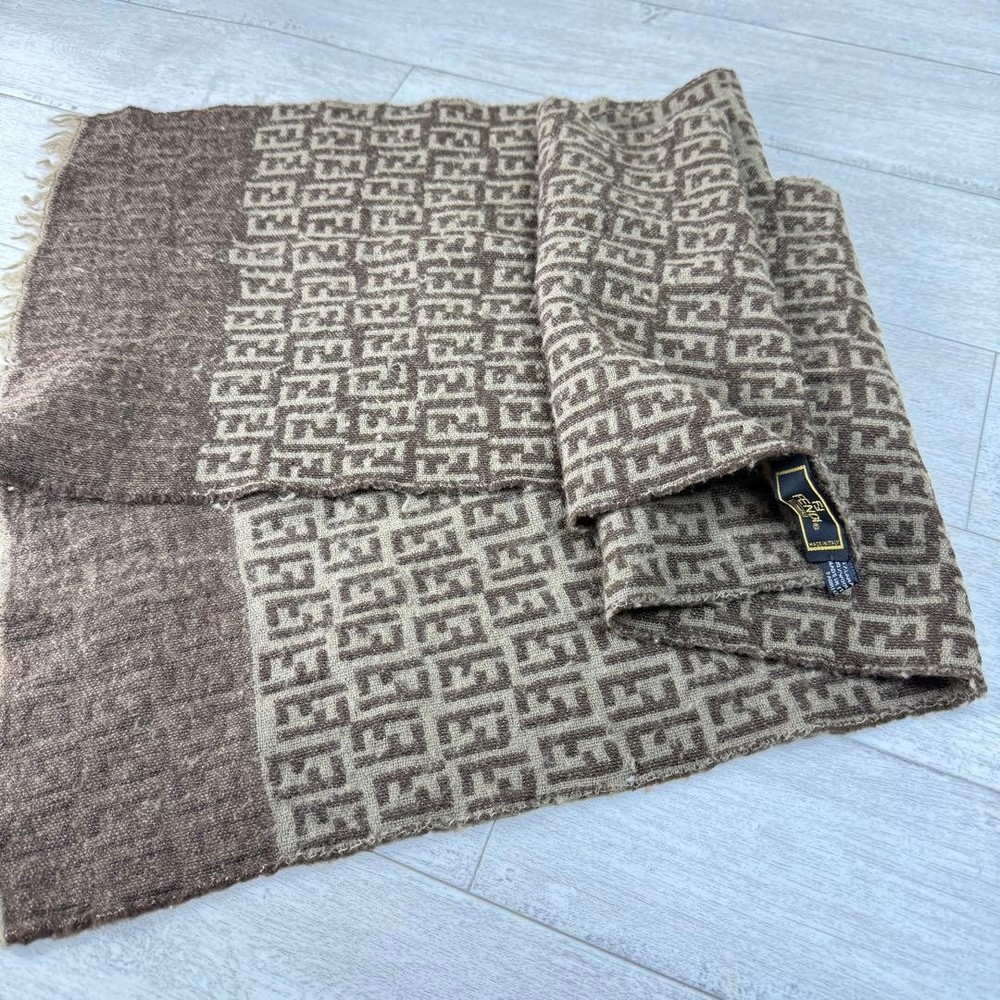 FENDI Zucca pattern muffler logo wool