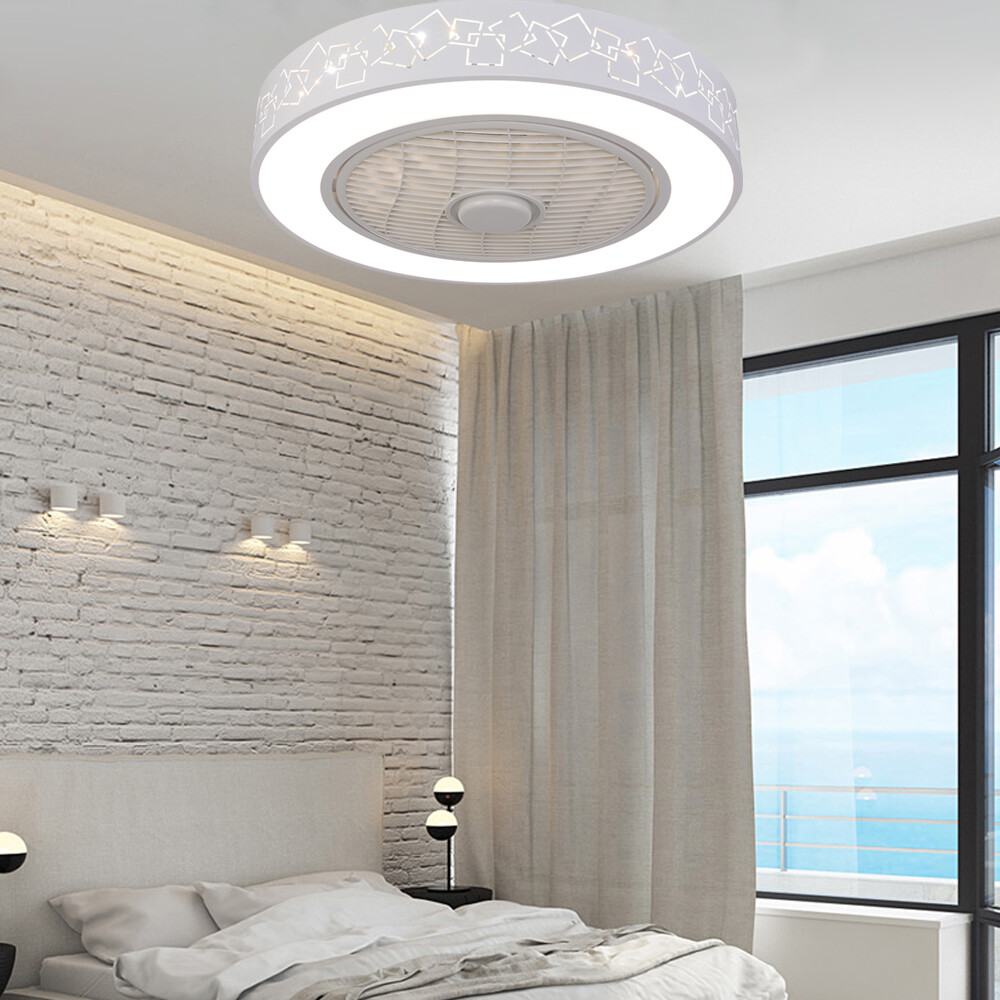 Smart Bladeless LED Ceiling Fan with Remote Control and Adjustable Dimming Light