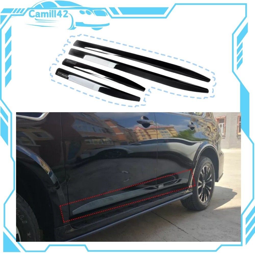 4PCS Side Door Sill Trim Molding Bar Plate Fits For Nissan Patrol Y62 2017-2023