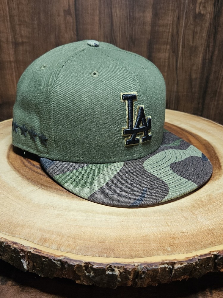 Los Angeles Dodgers Camo 5 Star Side Patch Fitted Hat Size 7 5/8