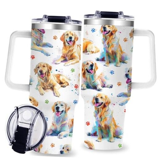 Golden Retriever Gifts for Dog Lovers,40oz Travel Tumbler Golden Retriever-01WH