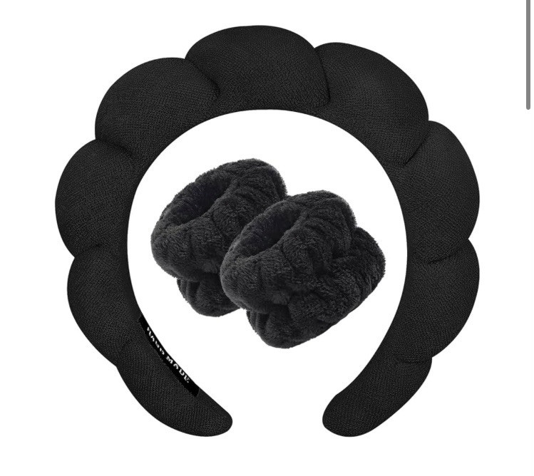 Spa Headband with Wristband for Washing Face Wide Padded Comfort
