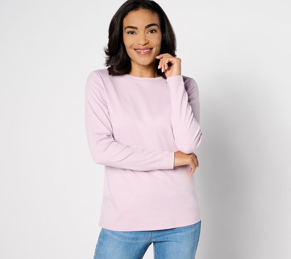 Maya J Women's Top Sz S Essentials Pima Cotton Crew Neck Knit Purple A385412