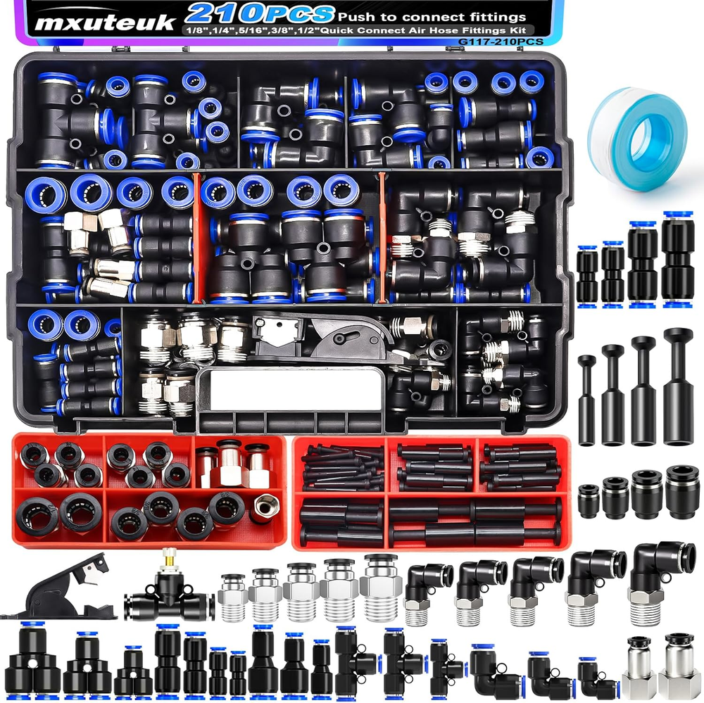 210PCS Air Line Quick Connect Fittings,1/8