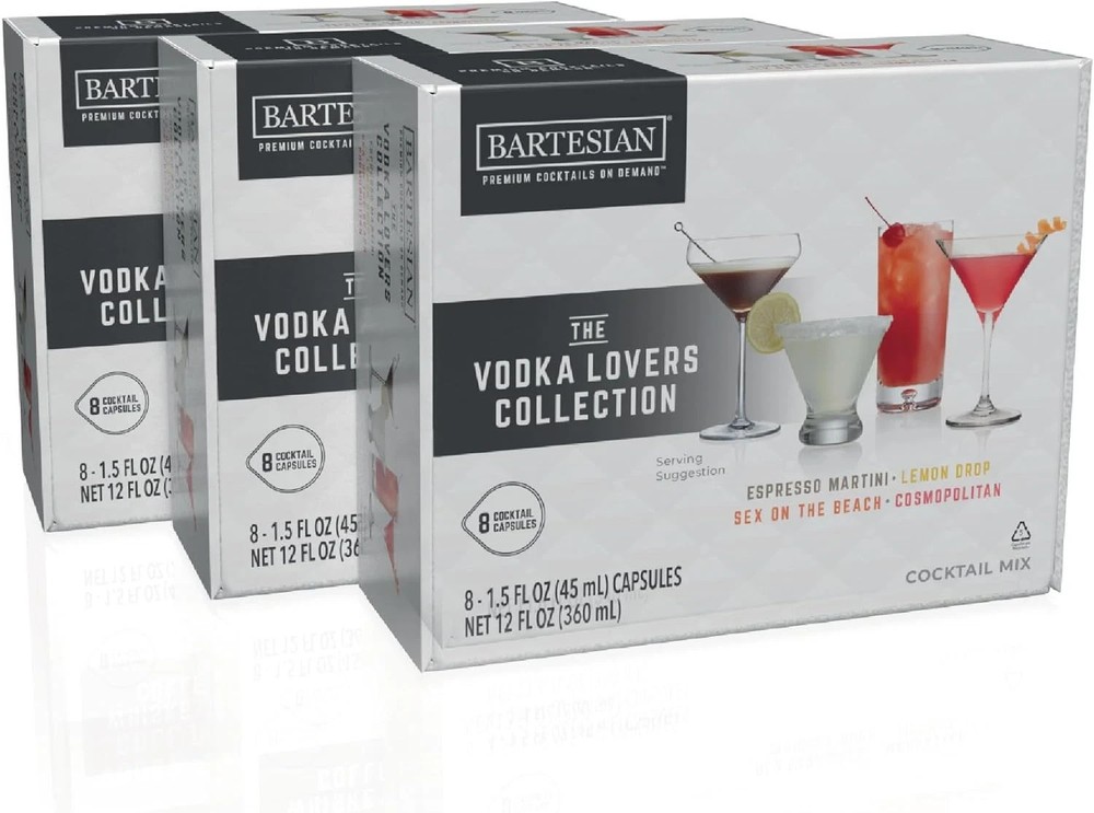 Bartesian 24-Pack Vodka Lovers Mixer Capsules for Cocktail Machine – Home Bar Mi