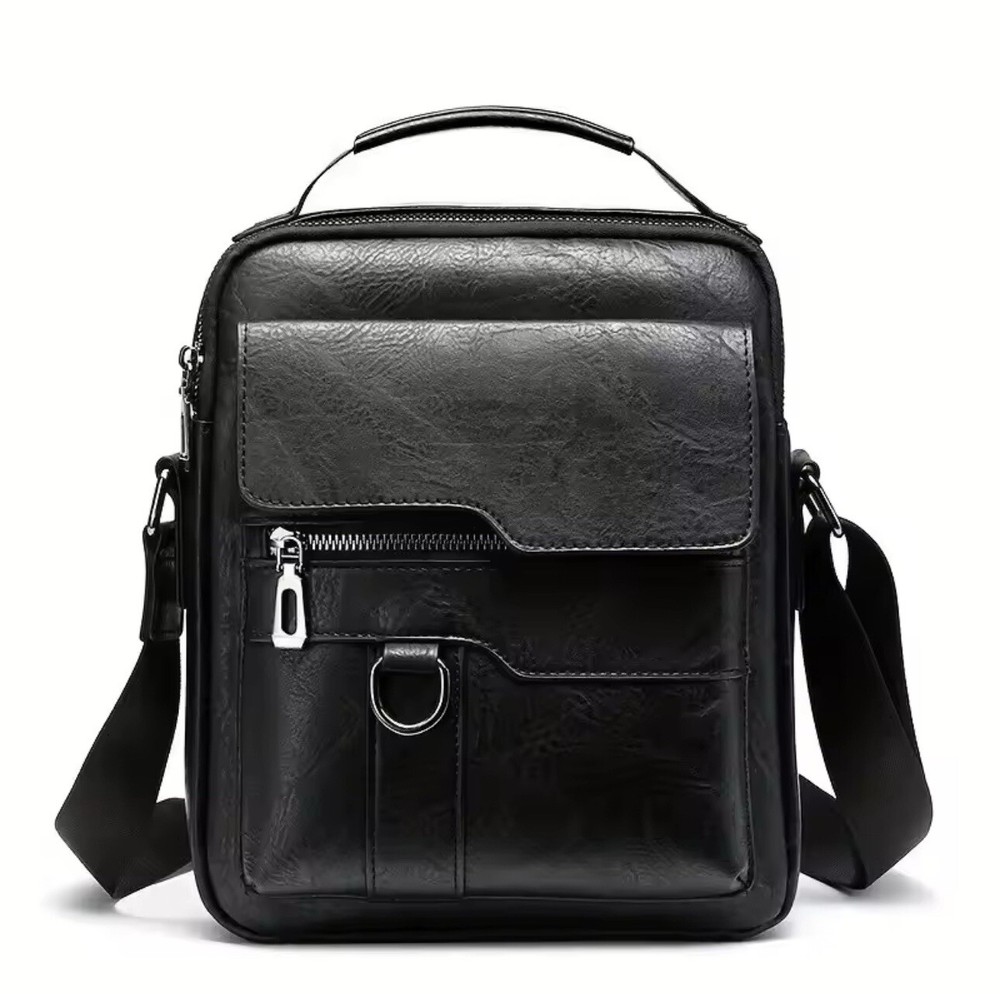 Men's PU Leather Crossbody Messenger Bag for Travel & Business with Multi-Compartments  