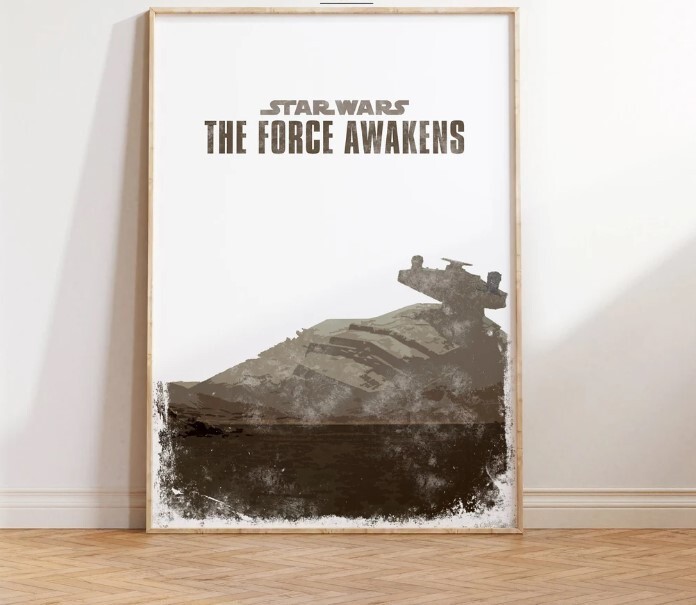 Star Wars The Force Awakens Poster Featuring Rey Epic Space Print
