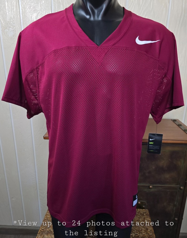 Nike Dry Mesh Practice Football Jersey Short Sleeve Maroon Color Sz L NWT