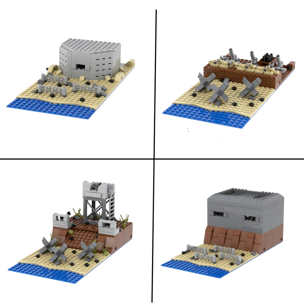 WW2 Beach Bunker & Watchtower MOC Building Blocks Set Diorama Kits Quality