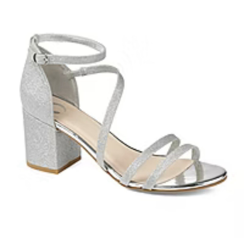 Journee Collection Womens Bella Size 6 Sparkly Silver Heels NWT