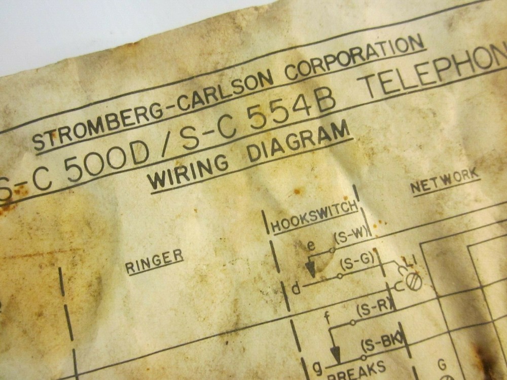 Antique Telephone Wiring Diagram   Stromberg-Carlson   500D & 554B Models  1970