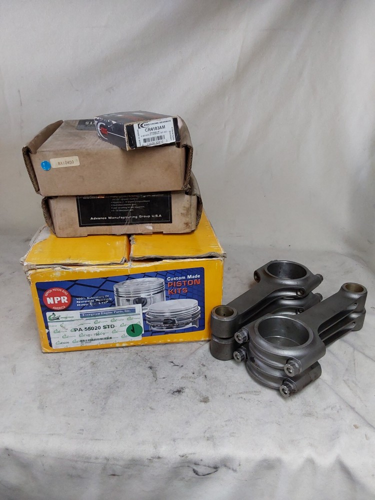 PA55020-STD Pistons w/Rings H Beam Rods & BX10450 2 Adj Cam Gears Dodge 2.0 DOHC