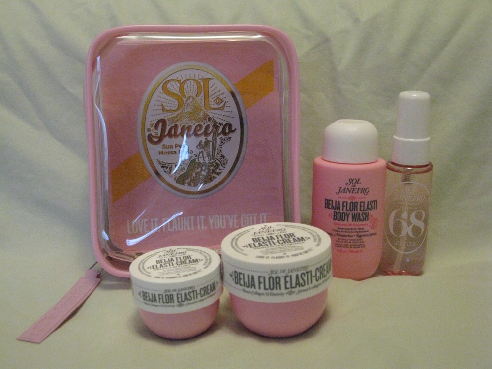 Sol de Janeiro Deluxe Beija Flor Elasti Cream, Mist, Wash Travel Set & Bag