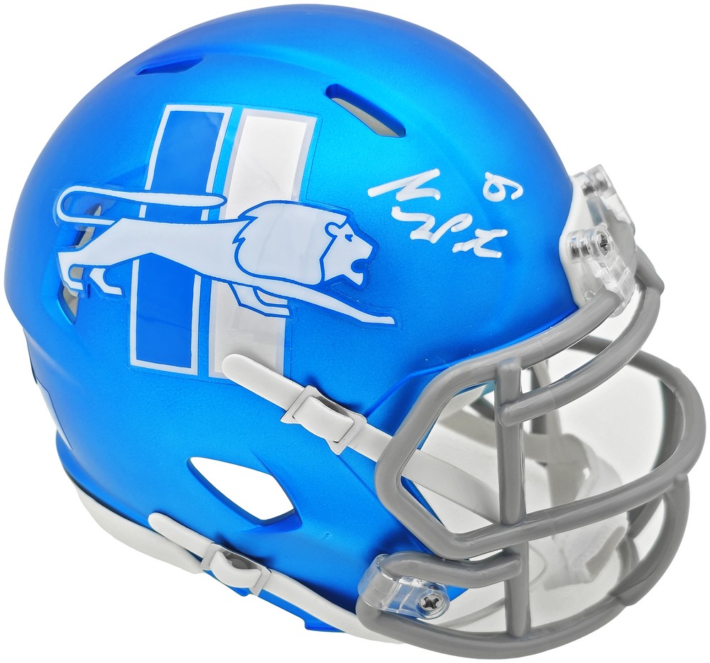 SALE! SAM LAPORTA AUTOGRAPHED LIONS MATTE BLUE ALTERNATE MINI HELMET BECKETT