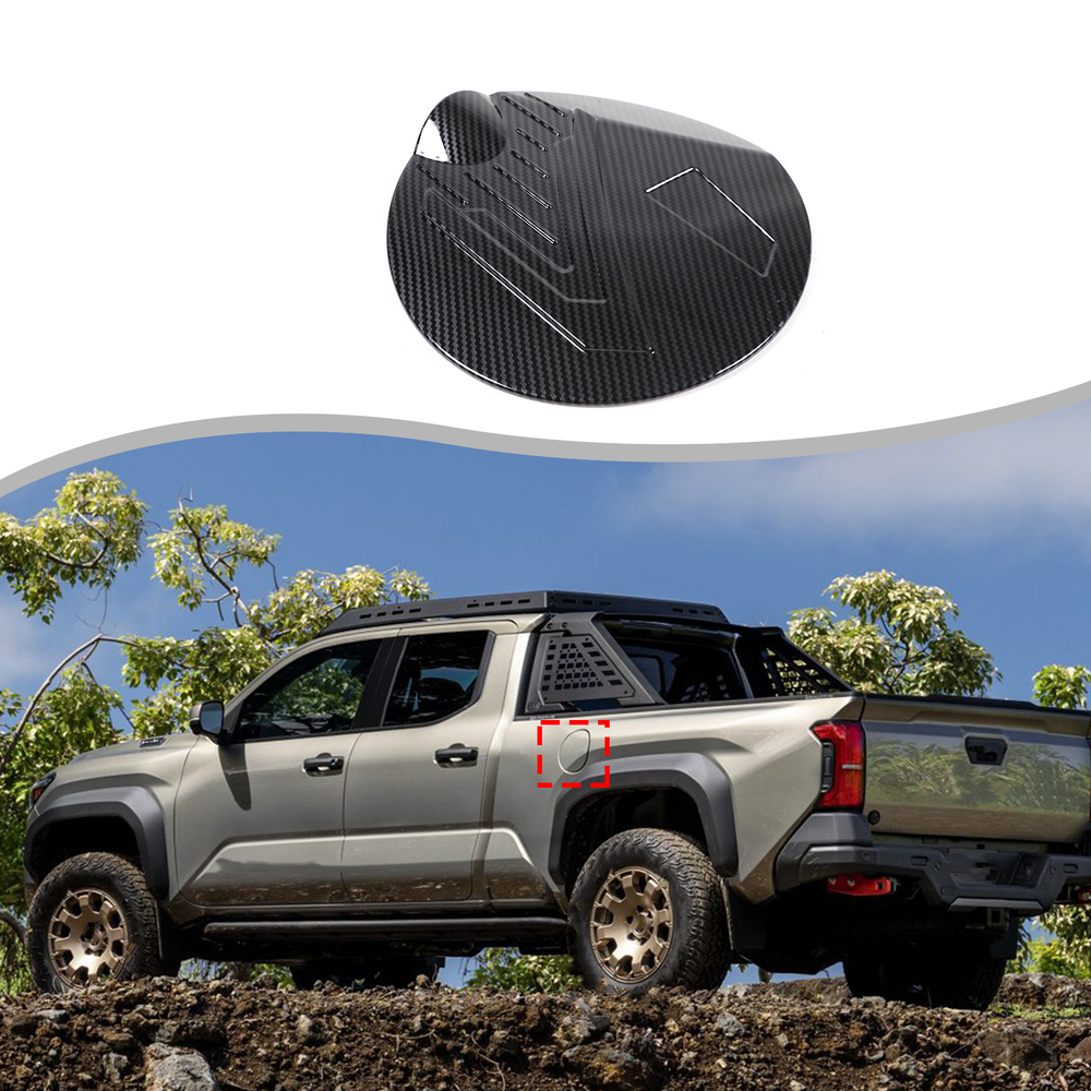 ABS Carbon Fiber Fuel Tank Cap Trim Cover For Toyota Tacoma 2024-2025