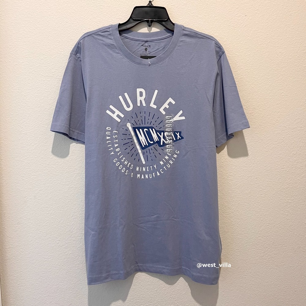 Hurley Men’s Cotton Graphic Short Sleeve Jersey Shirt Gray Large