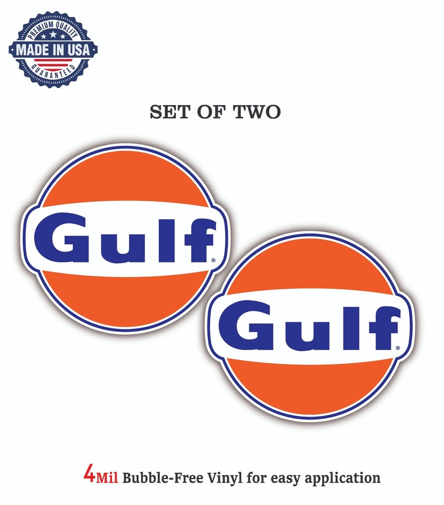 GULF OIL LOGO VINYL DECAL STICKER CAR BUMPER 4MIL BUBBLE FREE US MADE