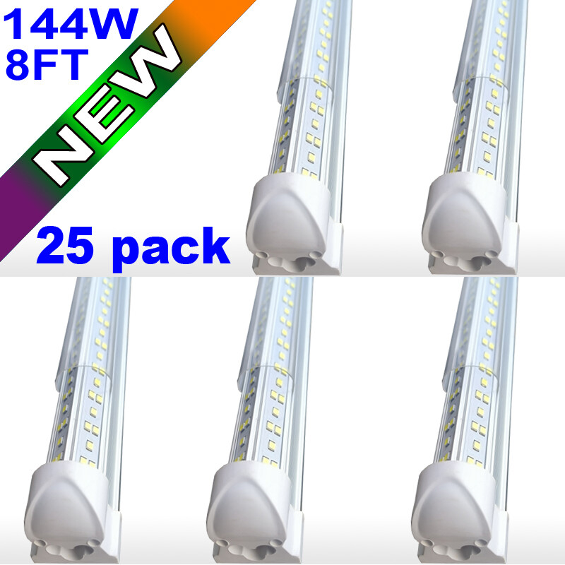 8ft Linkable Led Shop Light Fixture, Integrated 8 Foot Led Tube Light Bulbs 25 p