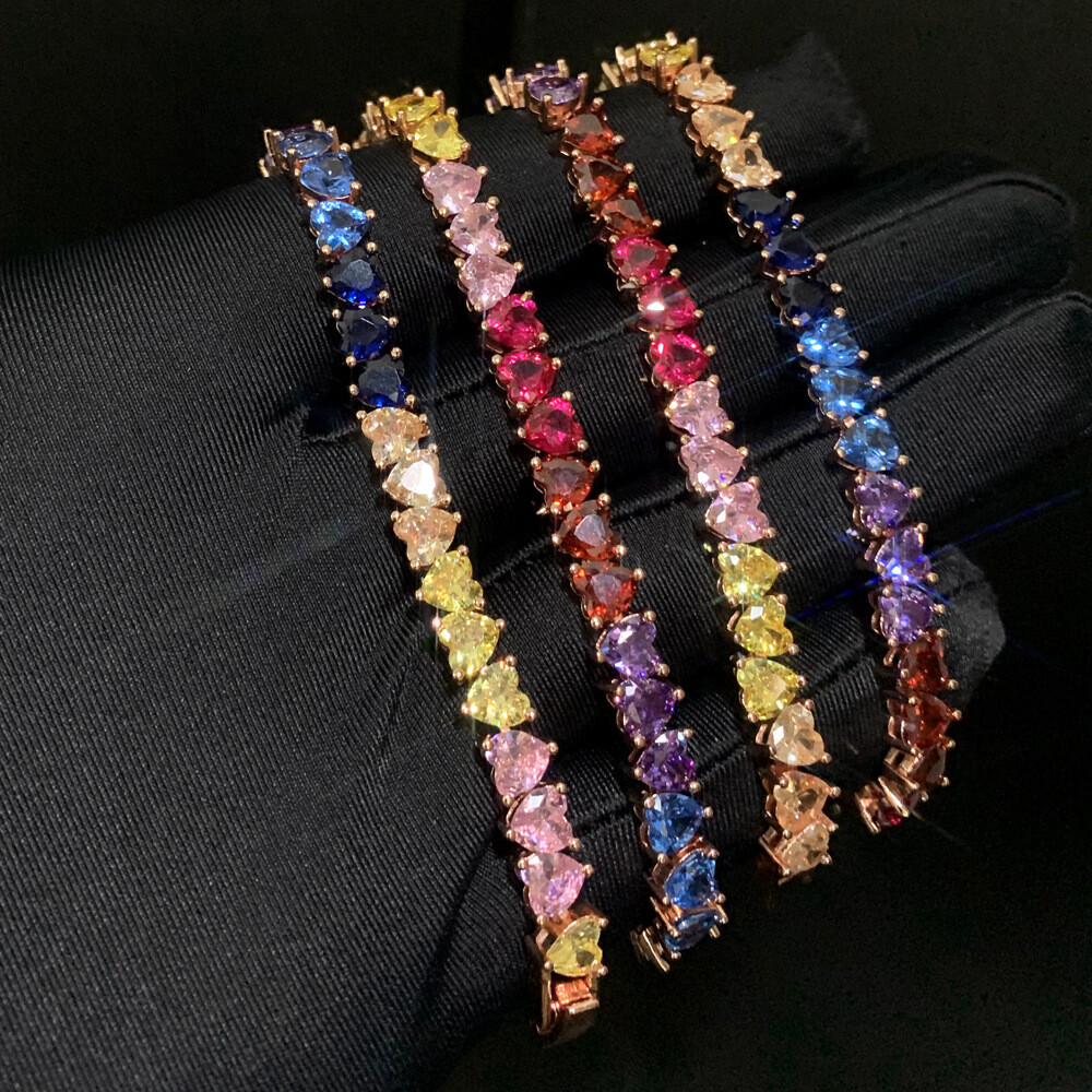 Charm Heart Tennis Choker Necklace for Women Colorful Love Gift