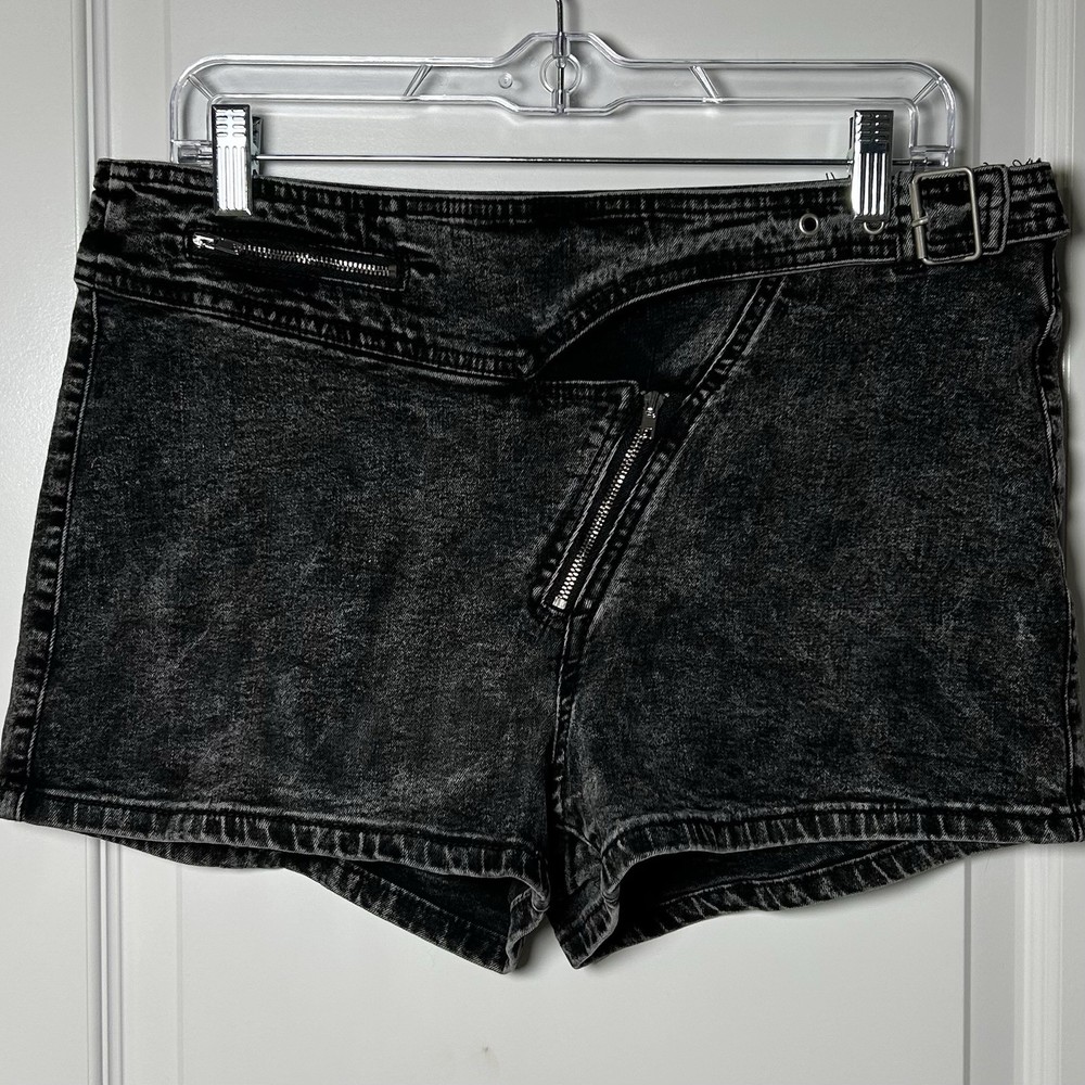 Fashion Nova Black Acid Wash What an Upgrade Stretch Denim Shorts Grunge Style