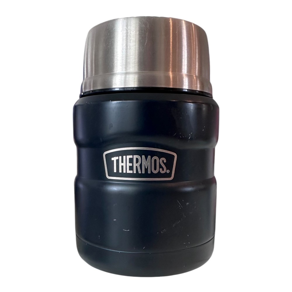 Thermos 16 Oz Leak Proof Food Jar with Built-in Spoon Bowl Midnight Blue