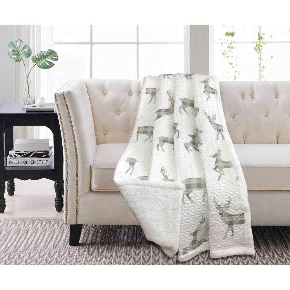 Claus Sherpa White Throw Blanket 50x60
