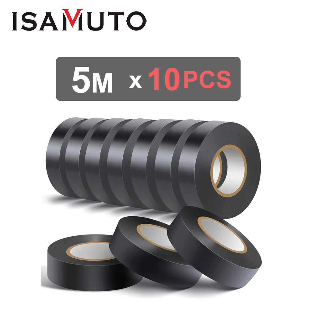 ISAMUTO 10-Pack Electrical Tape Wire Harness Wiring Black 5M auto truck