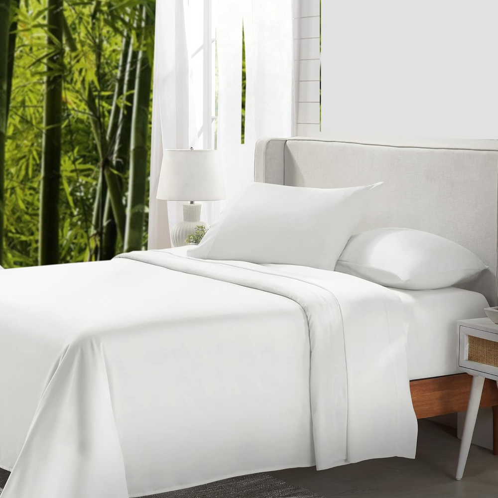 Luxury Rayon Bamboo Queen Sheets Cooling Silky Soft Snug Fit