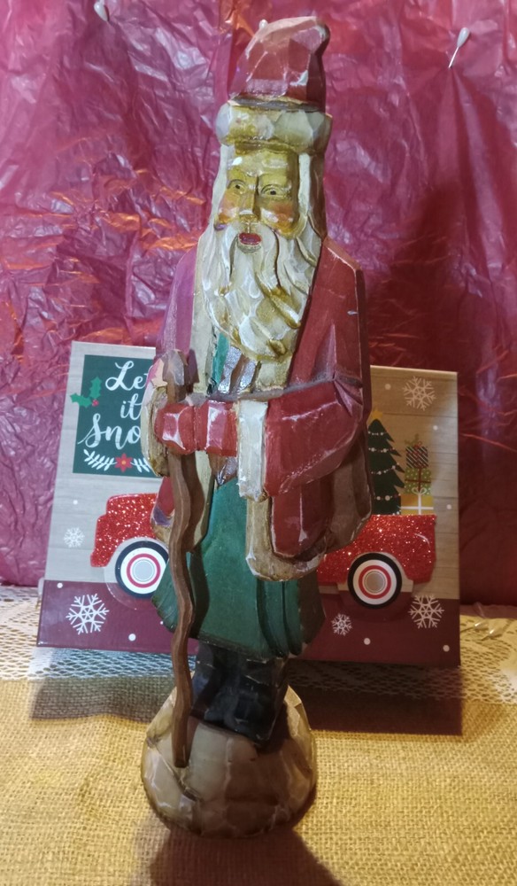 Vintage  Folk Art Handcarved Santa Claus German Father Christmas 12