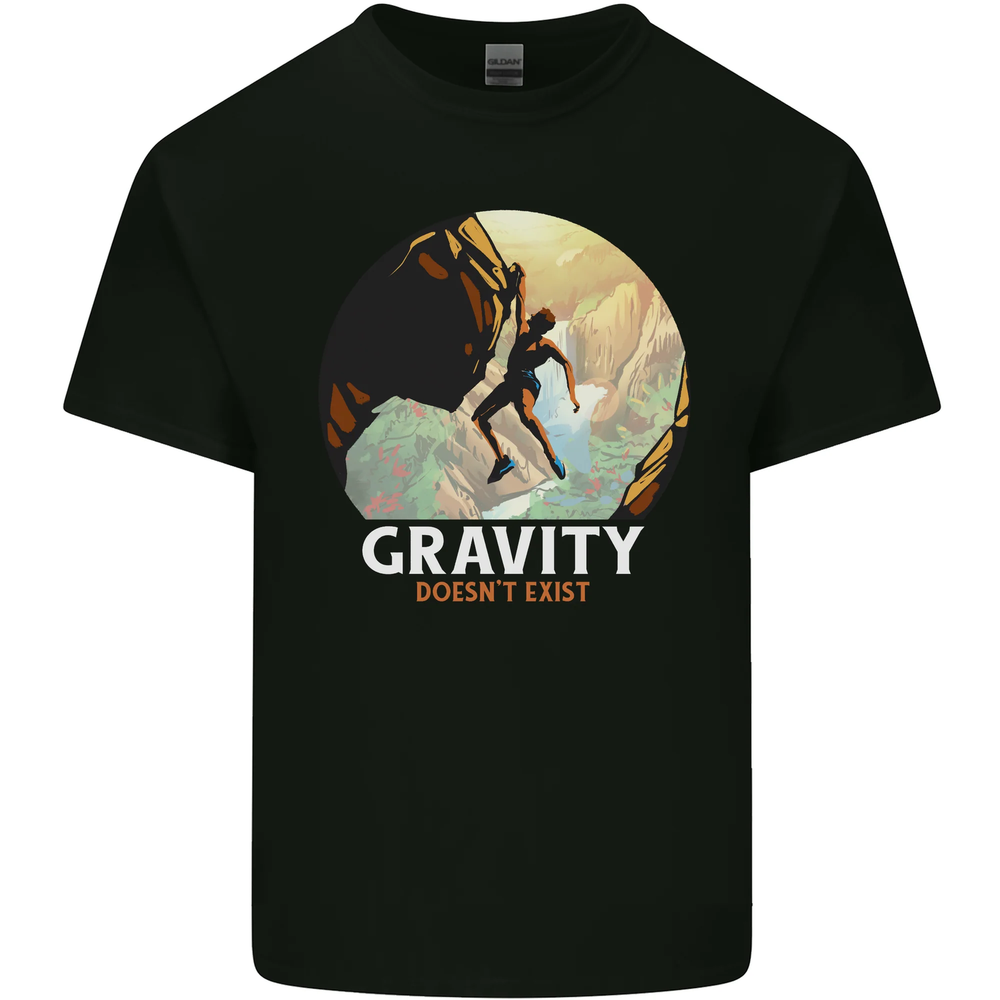 Rock Climbing Gravity Doesnt Exist Funny Climber Mens Cotton T-Shirt Tee Top