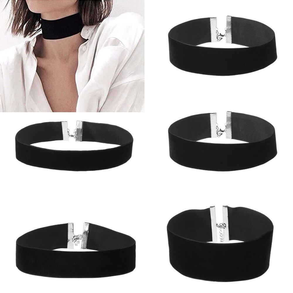 Choker Necklace Velvet Black Fabric Classic Gothic Retro Tattoo Neck Collar