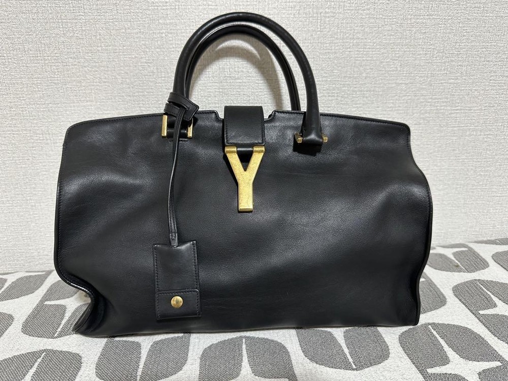 Saint Laurent Cabas Y Metal Fittings Black 2-Way Shoulder Bag Pre-Owned