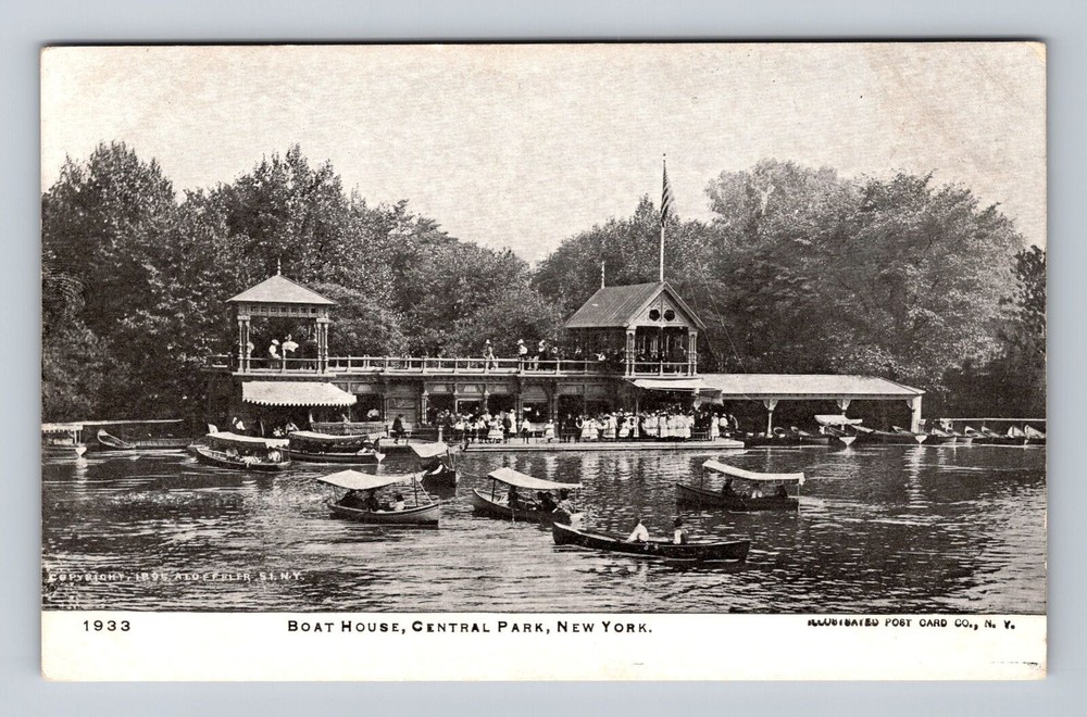 New York City, Central Park Boat House, Antique Souvenir Vintage Postcard