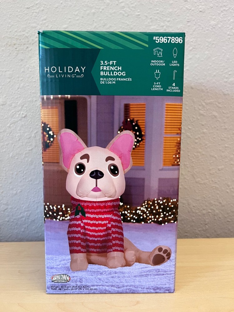 3.5' FRENCH BULLDOG W SWEATER Christmas Airblown Yard Inflatable NEW - SHIPS NOW