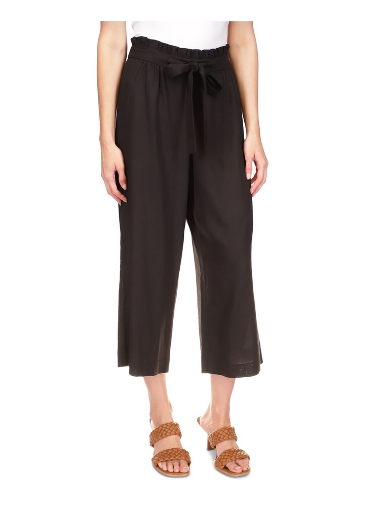 MICHAEL MICHAEL KORS Womens Black Paperbag Cropped Wide Leg High Waist Pants M