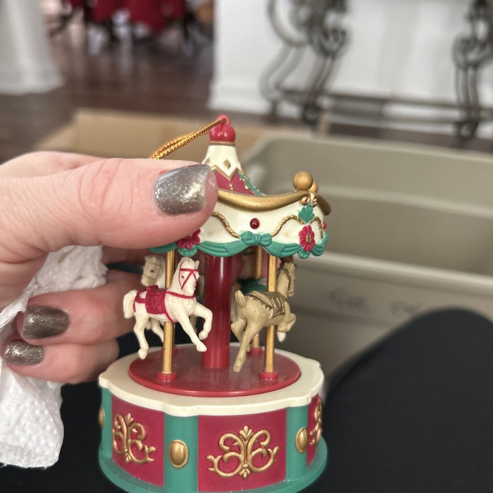 Vintage AVON CAROUSEL Christmas Ornament Horses Reindeer - Needs Batteries