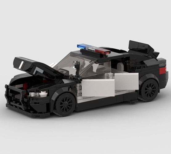 Custom MOC Lego BMW M5 Police Car White and Black 395 Piece Building Brick Car