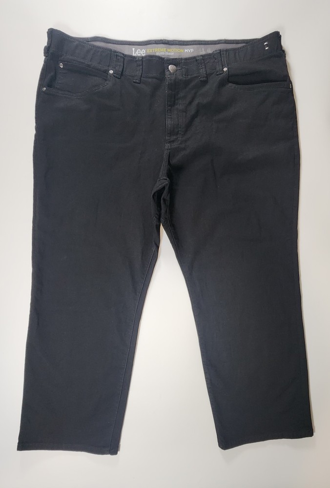 Lee MVP Extreme Motion Relaxed Straight Stretch Jeans Men 50x28 Black Casual