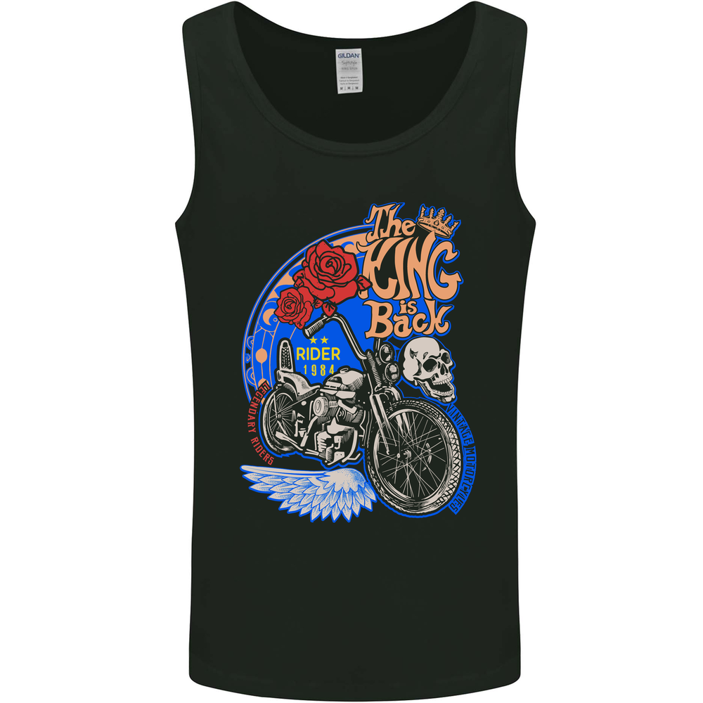 King is Back Custom Chopper Biker Motorcycle Mens Vest Tank Top