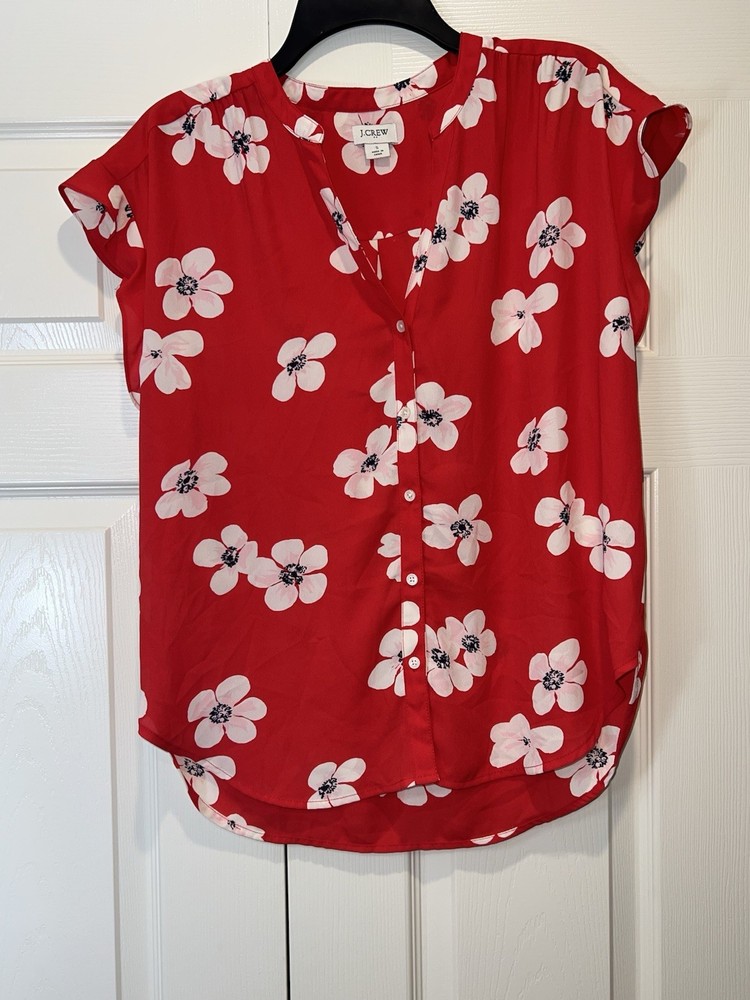 Women’s Floral Print Button Up J. Crew Sleeveless Blouse Size Small