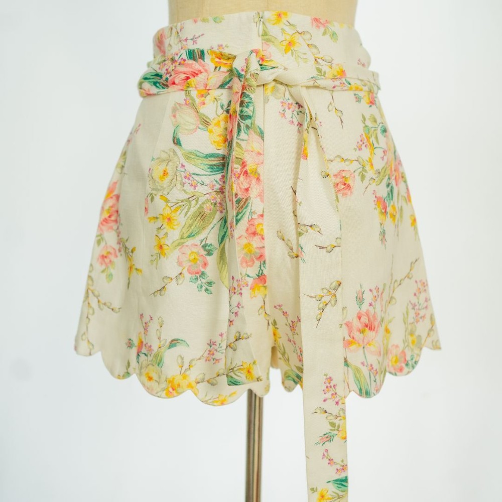 Zimmermann whitefloral print pinkyellowwhite shorts