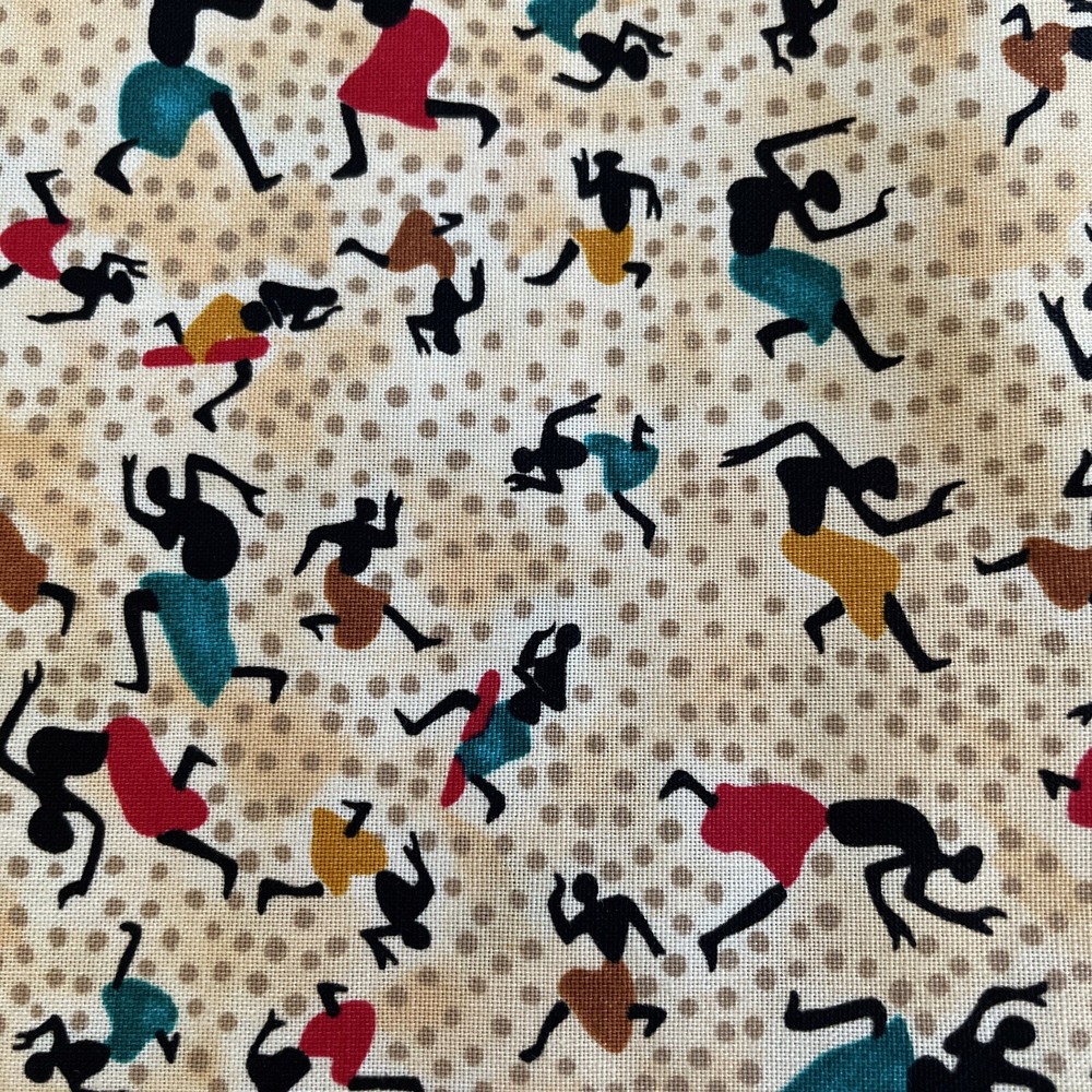 cream tan african people dancing polka dot timeless treasures 2 yards