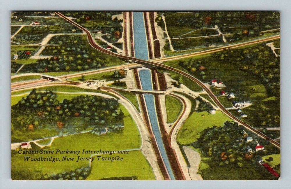 Vintage Postcard of Woodbridge NJ Garden State Parkway Turnpike