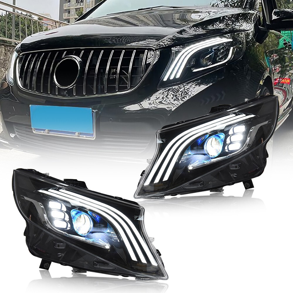 Pair For 2016-2023 Mercedes Benz Metris LED Headlights Upgrade the Maybach Style