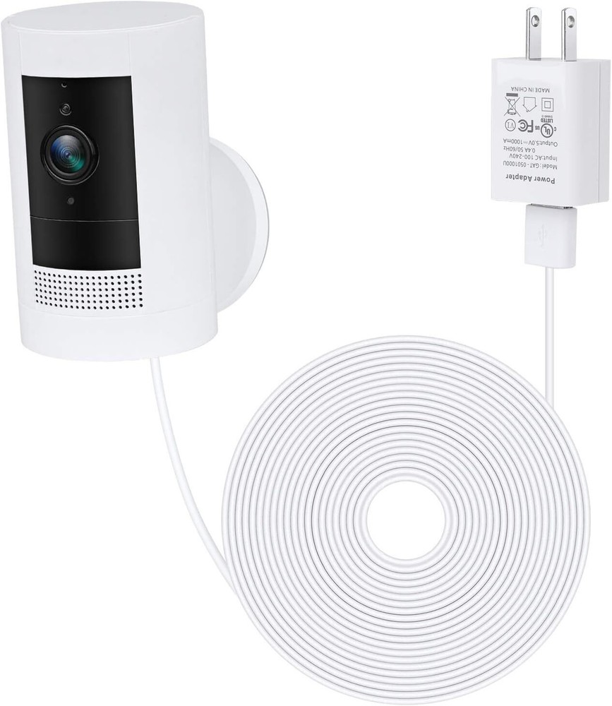 ALERTCAM Power Adapter for Ring Stick Up Cam Battery(3rd Gen), with White