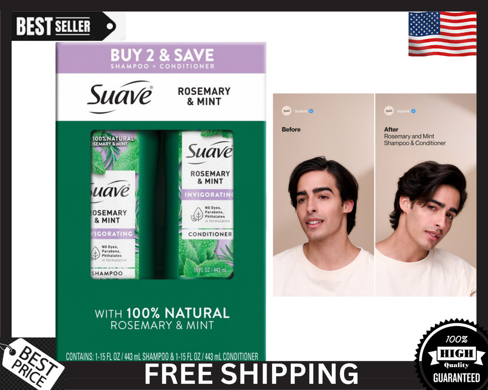 Suave Professionals Shampoo & Conditioner Set Rosemary Mint 18oz 2 Pack